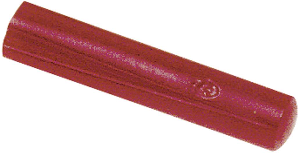 Red cylindrical cable connector. Used to securely join two electrical cables together.