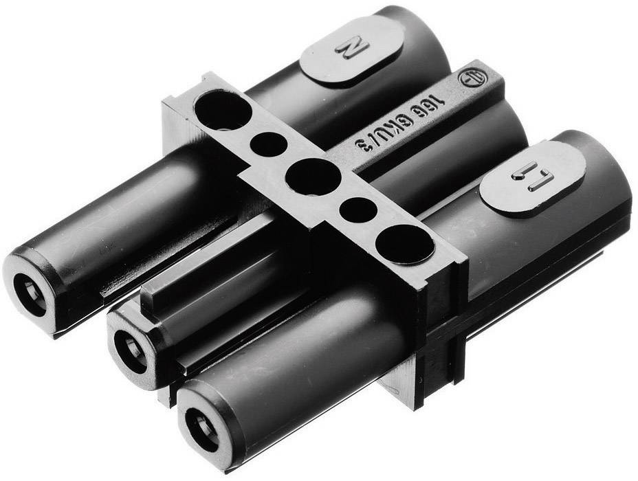 Adels-Contact AC 166 GKU/ 3 Mains double pole connector Mains plug - Mains socket Total number of pins: 2 + PE Black