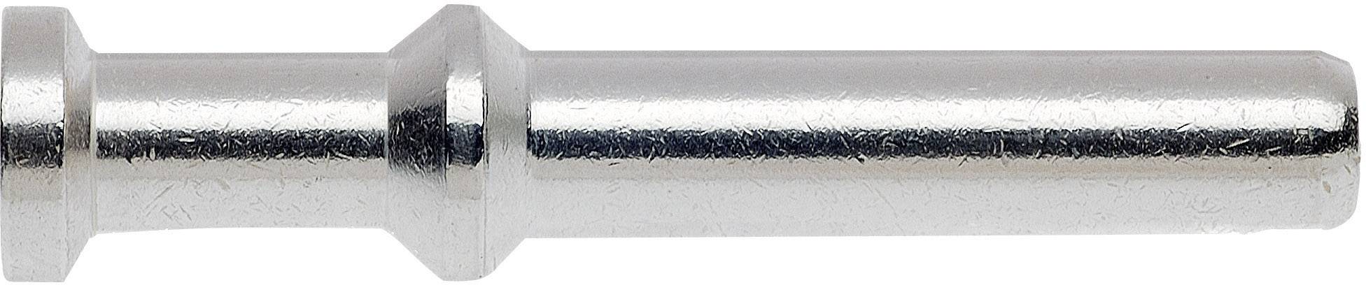 A silver metal pin with multiple grooves, likely a component of a mechanical or industrial device.