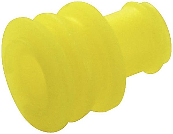 A yellow, ridged, cylindrical object, resembling a coupling or seal.