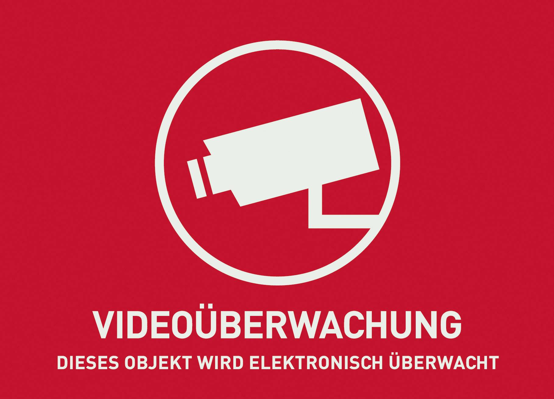 'CCTV: This area is electronically monitored' in white text on a red background, next to a camera symbol.