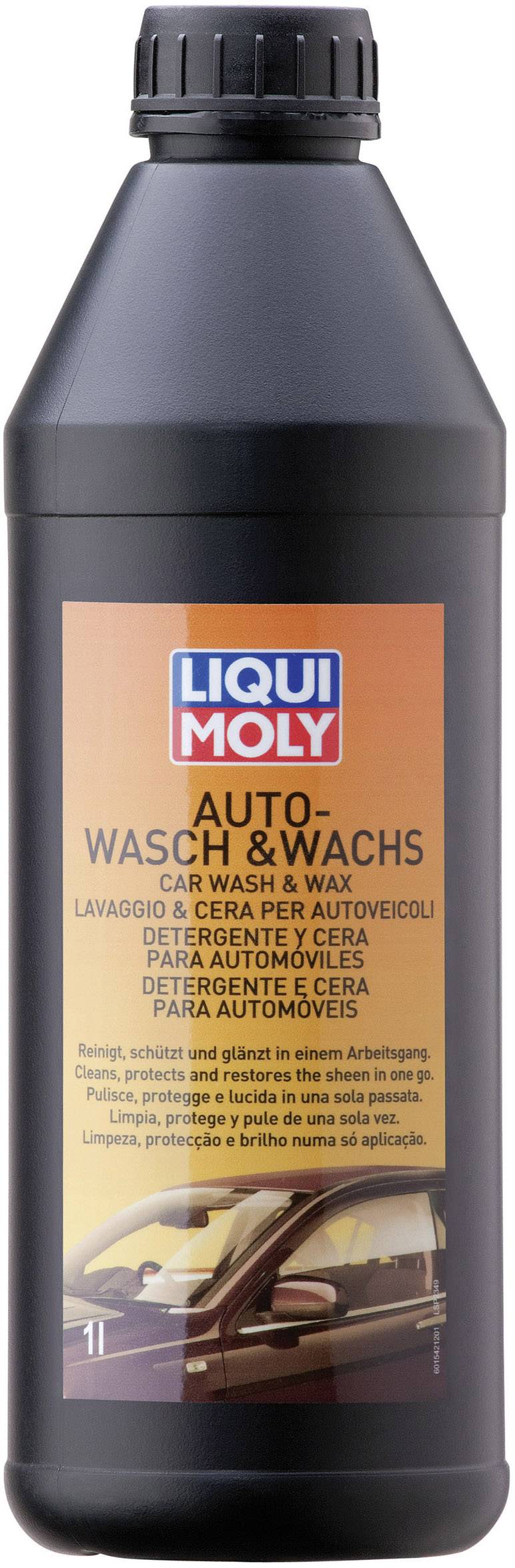 'Liqui Moly Auto-Wash & Wax' Bottle, 1 Litre. Cleaning product for cars, for washing and waxing in one step.