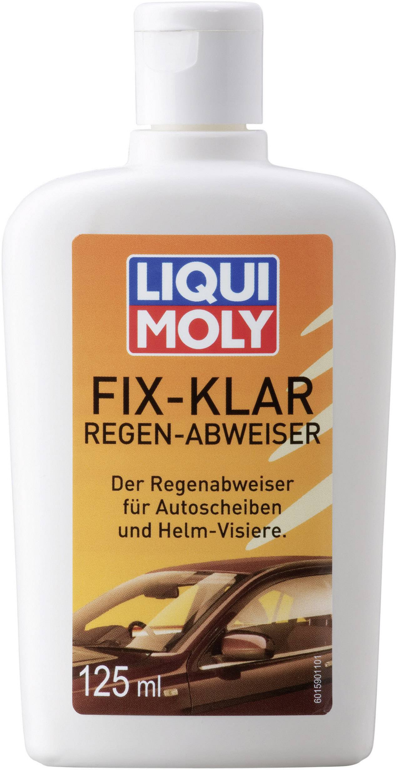 A bottle of Liqui Moly Fix-Klar Rain Repellent, 125 ml, for car windscreens and helmet visors.