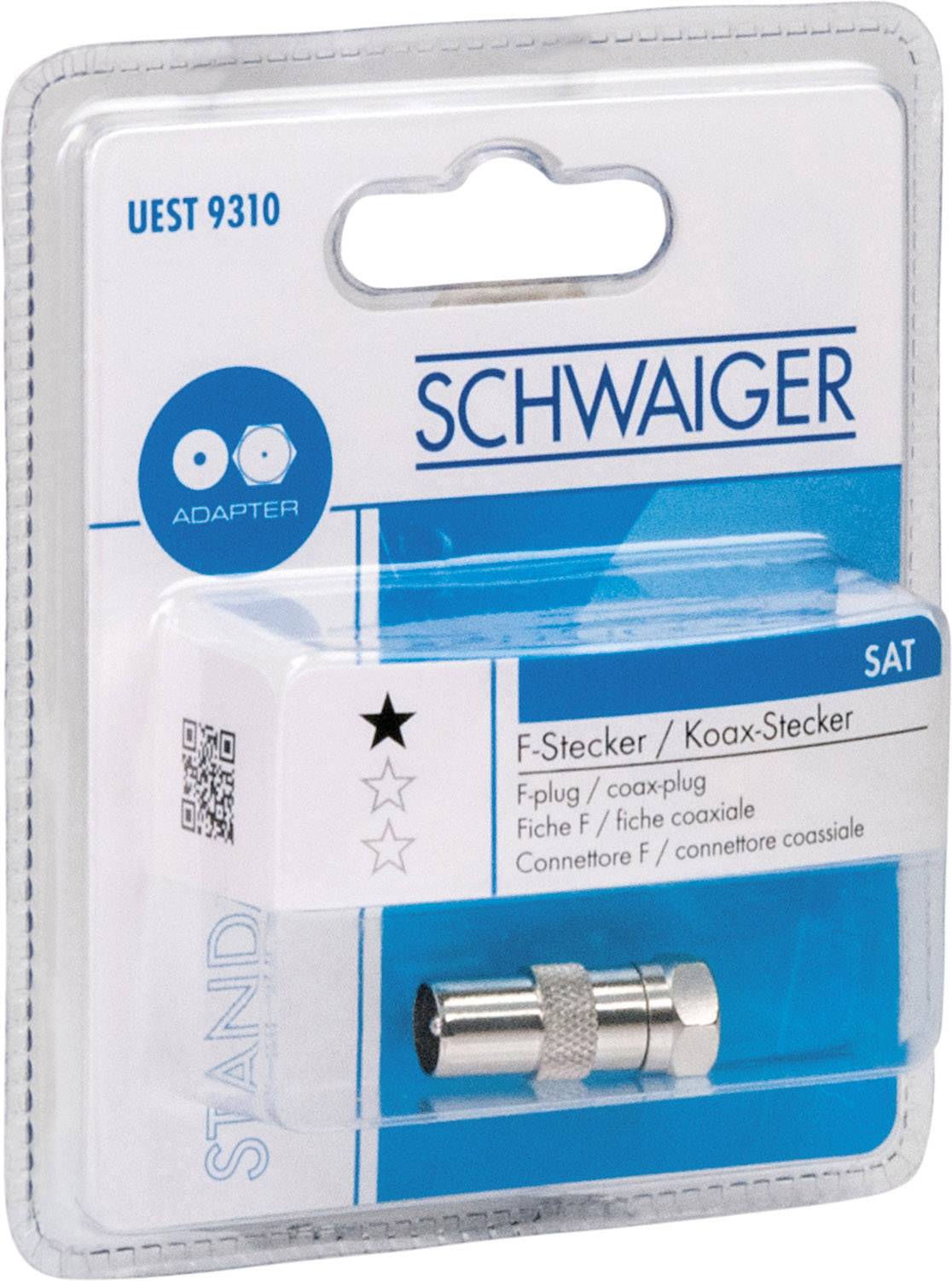 Schwaiger UEST9310531 F coax adapter Connections: F plug, IEC coax connector 1 pc(s)