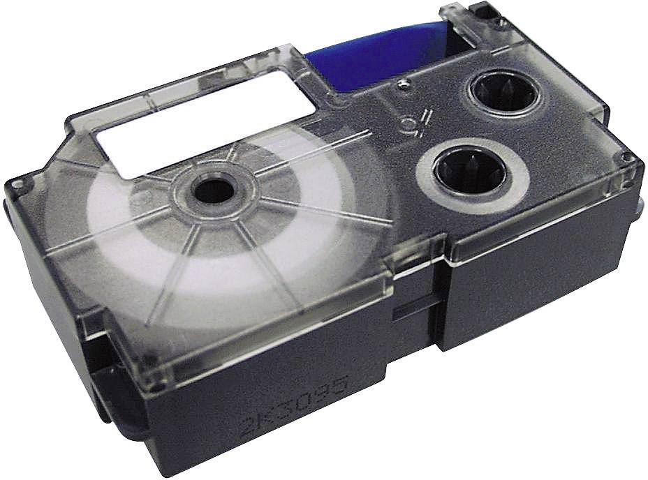 Printer ribbon cartridge with transparent housing that reveals the internal spools. Suitable for dot matrix printers.
