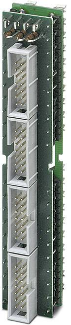 Connectors on a circuit board, vertically stacked, with multiple pins. Suitable for electronic connections in devices.