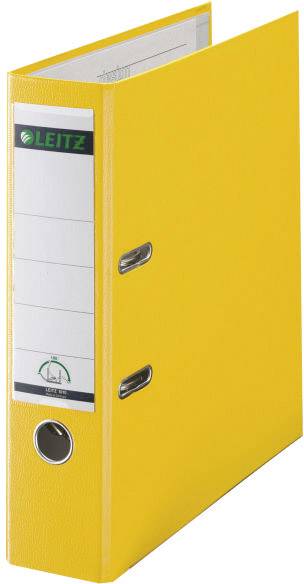 Yellow lever arch file with label for organising documents.