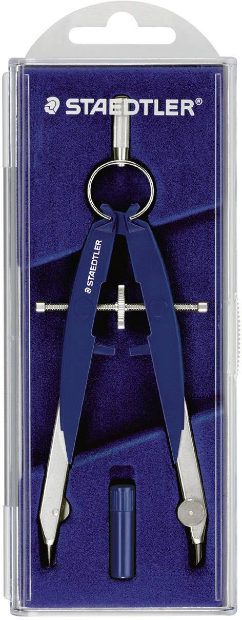 Staedtler geometry compass in a blue protective case, suitable for precise drawing and technical work.