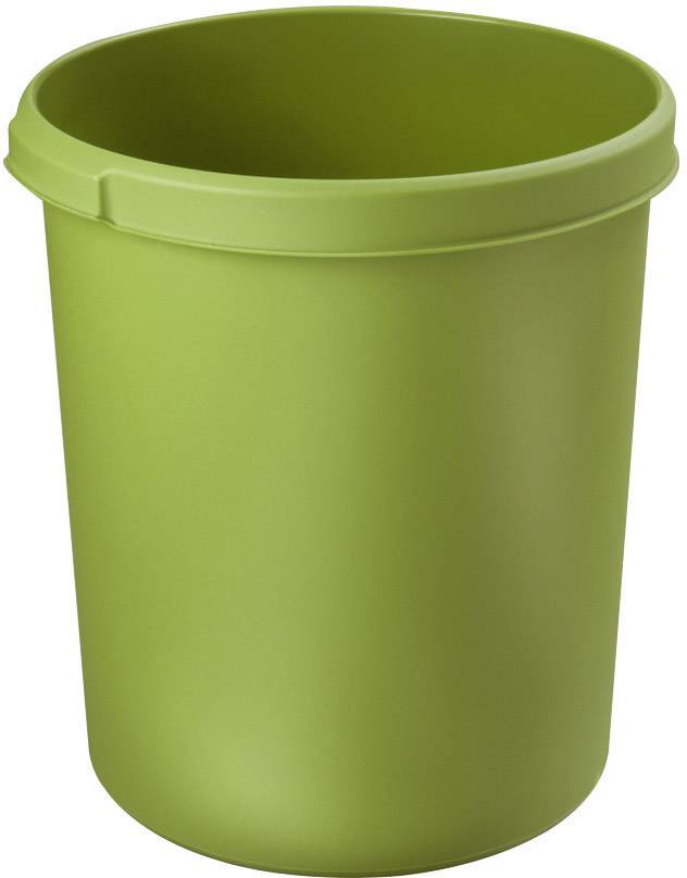 Green plastic cylindrical waste bin, with no visible contents. Suitable for use in the home or office.