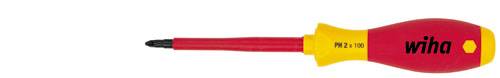 A precision screwdriver with a red handle and black tip from the Wiha brand, suitable for precision work.