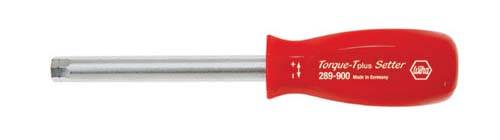Red torque screwdriver with silver metal tip. Labelled 'Torque-Tools Setter 269-900 Made in Germany'.