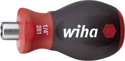 Screwdriver handle with 'wiha' inscription, red and black, non-slip surface, suitable for 1/4-inch bits.