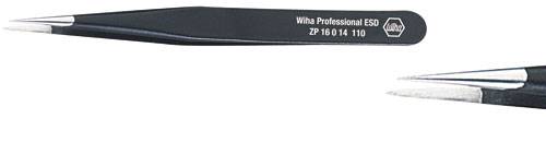 'Two black precision tweezers, a main tweezer with the inscription 