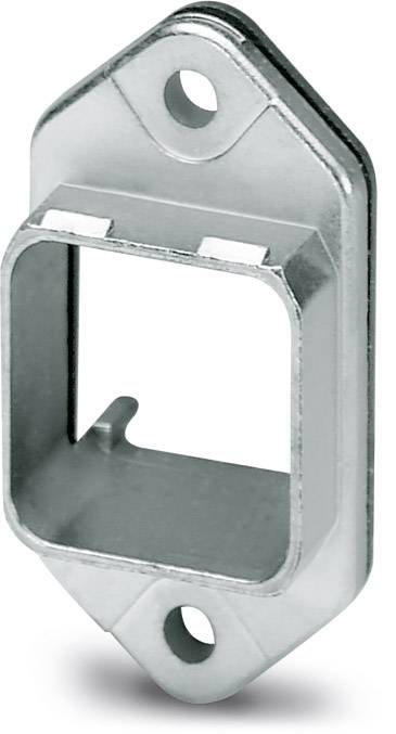 Metal angle bracket with two screw holes, suitable for securing square elements to surfaces.