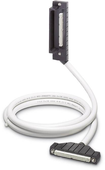 A white data cable with two plugs at the ends, suitable for industrial device connections.