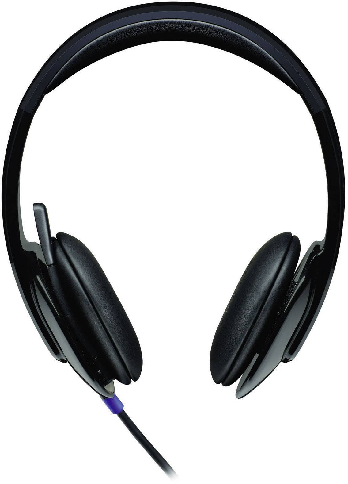 Black cable headphones with ear cushions; focus on simple, elegant design.