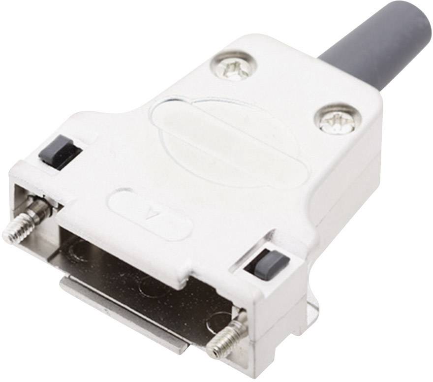 A silver VGA plug with two fixing screws and a black cable attachment.