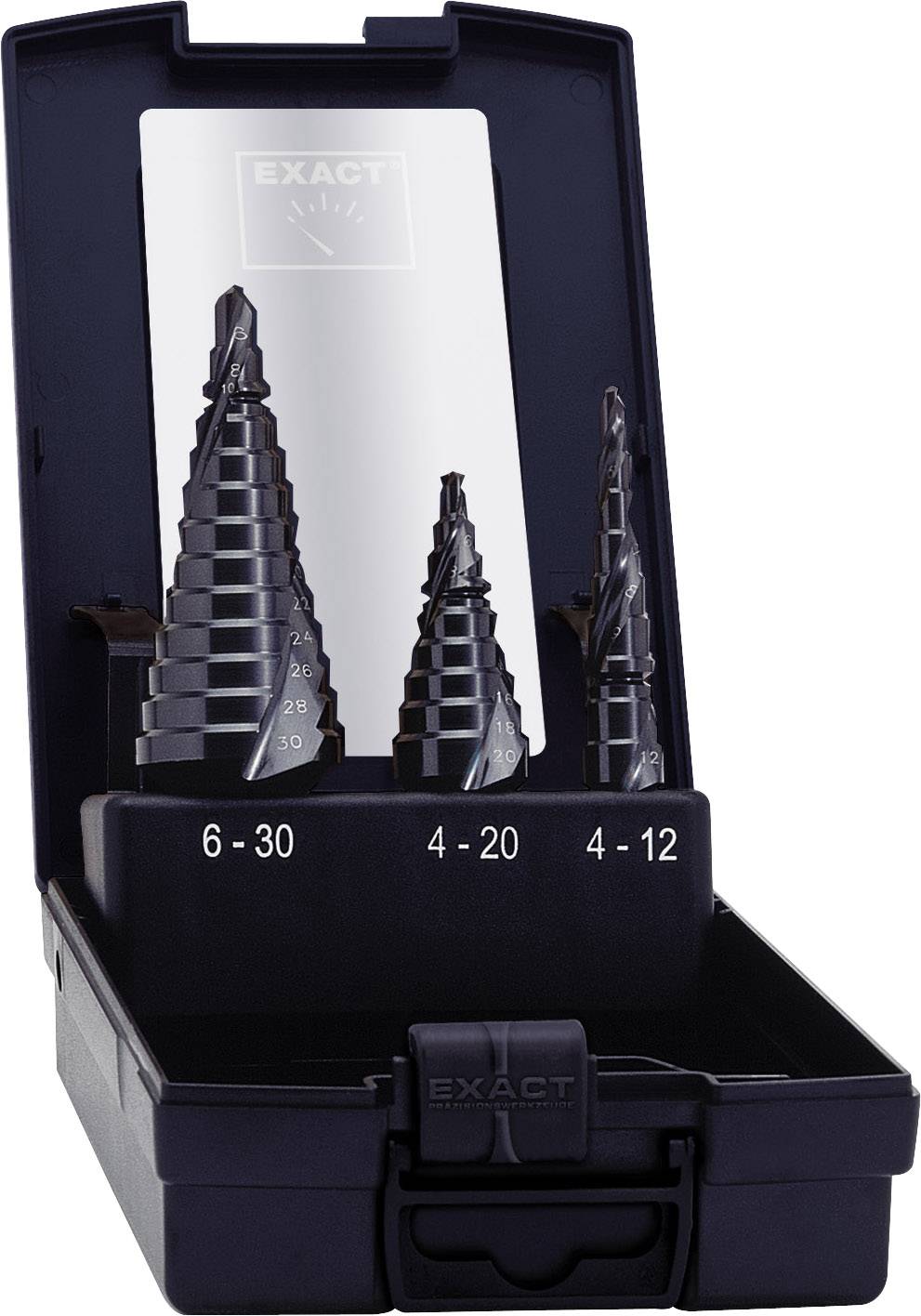Exact 50071 HSS Step drill bit set 3-piece TiAIN Triangular shank 1 Set