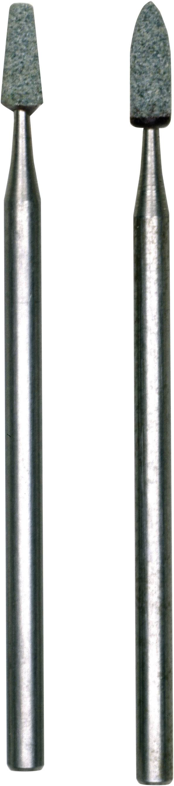 Two diamond-coated grinding pins for precise grinding and shaping, left conical, right oval-shaped.