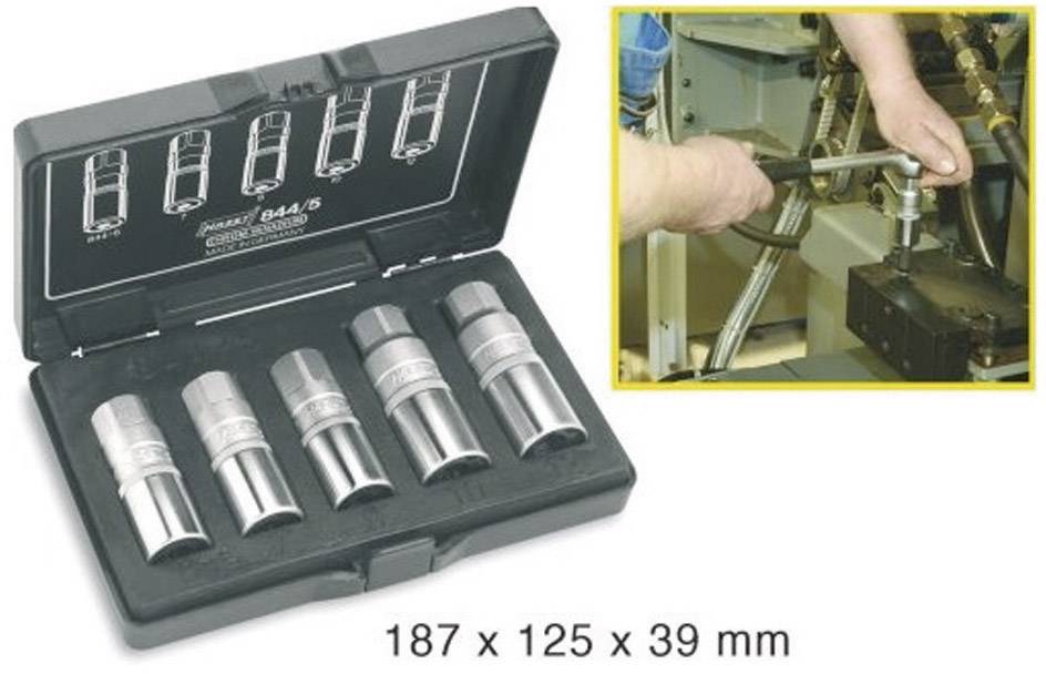 Placed nuts in a box, size 187 x 125 x 39 mm; beside a picture showing how a socket wrench is being used on a machine.