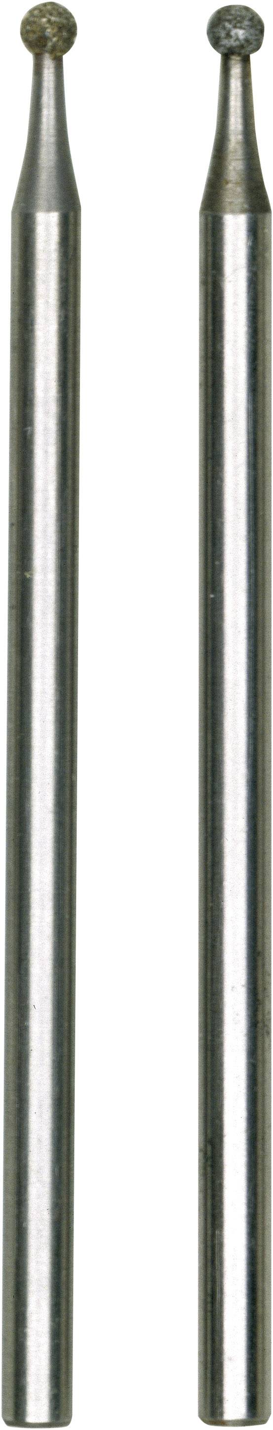 Two metallic tool attachments with spherical tips, vertically positioned side by side. Ideal for precise engraving.