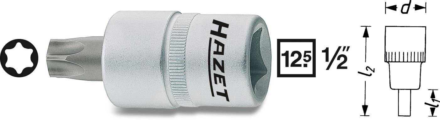 Hazet Torx screwdriver bit, size T50. On the left, the Torx profile; on the right, technical drawings with dimensions.