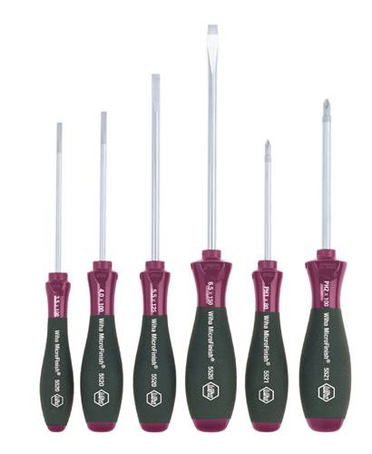 Wiha MicroFinish Workshop Screwdriver set 6-piece Slot, Phillips