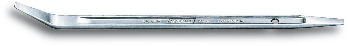 Metallic tool lever called a 'chisel', with an angled end, used for lifting or levering objects.