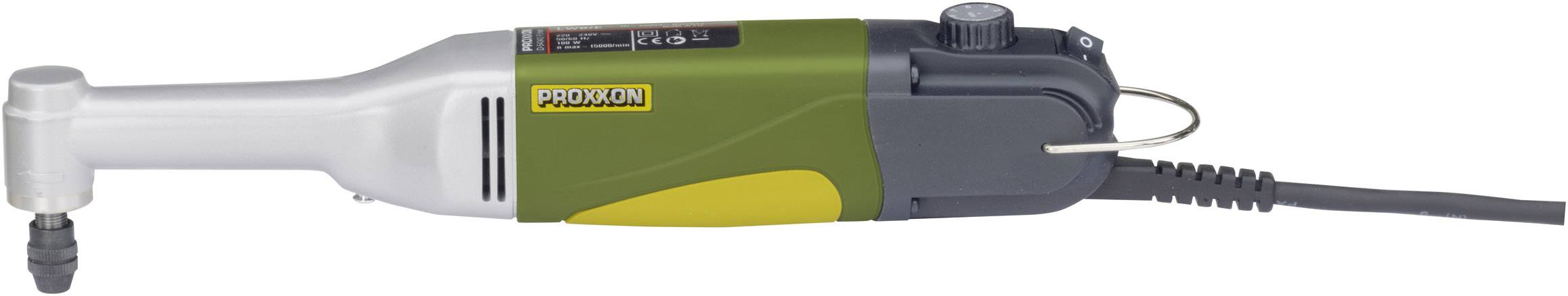 Electric straight grinder with green-yellow casing and power cable, suitable for precise grinding of small surfaces and edges.