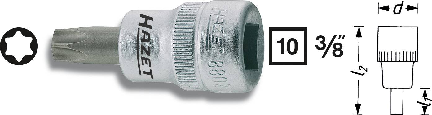 Hazet 8802-T25 Star socket Bit T 25 3/8" (10 mm)