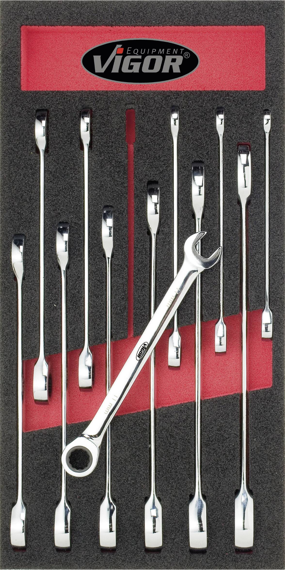 Ratcheting crowfoot wrench set 12-piece 8 - 19 mm Vigor V1663