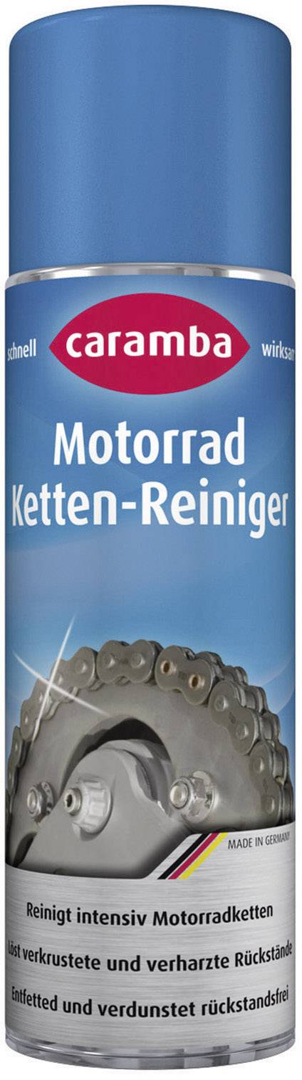 Dose Caramba Motorcycle Chain Cleaner, intensively cleans motorcycle chains, removing encrusted and hardened residues.