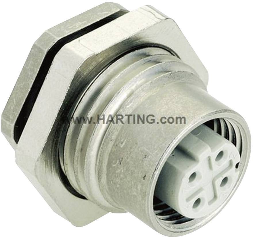 Harting 21033816410 Sensor/actuator built-in connector M12 PCB socket, mount No. of pins (RJ): 4 1 pc(s)