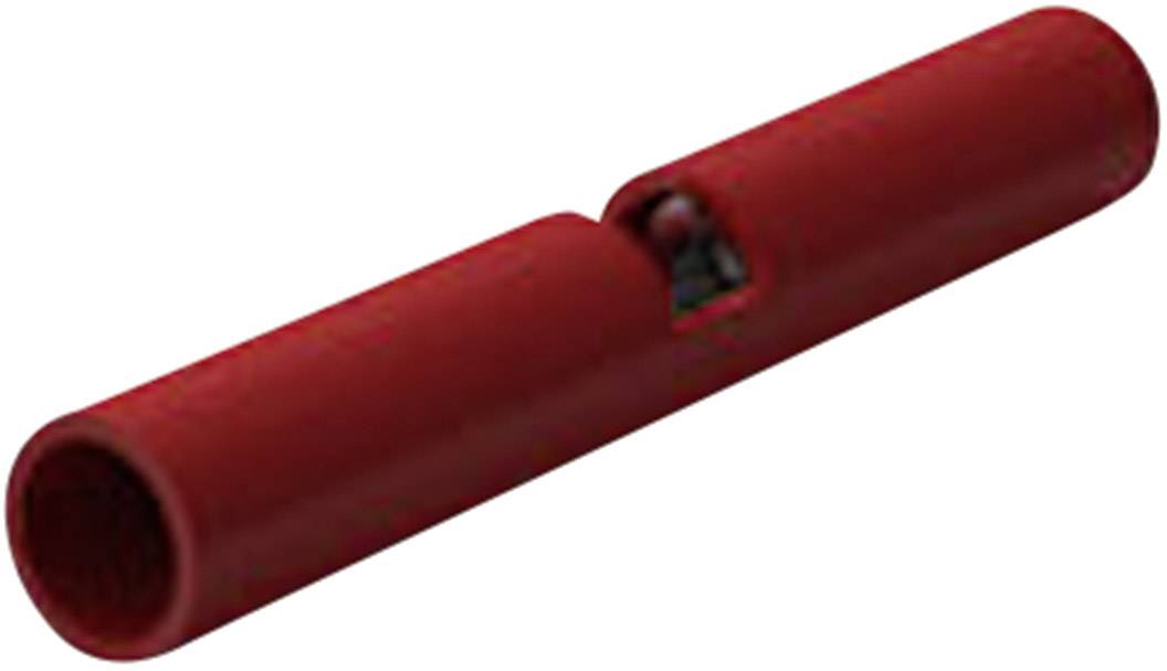 Red cylinder with a side recess and a ball inside; most likely a mechanical component or tool.