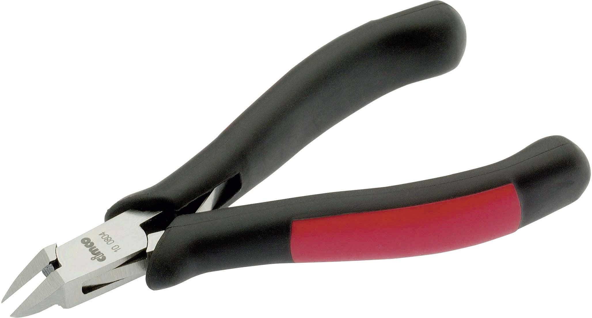Side cutters with black handles, red rubber grip; suitable for cutting wire and smaller metal parts.
