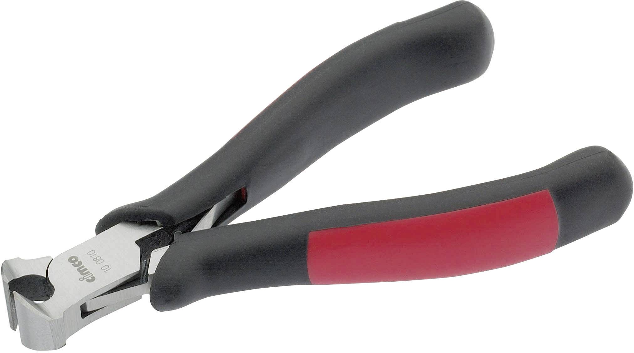 Black and red wire strippers with straight handles and a polished metal blade, suitable for stripping and cutting wires.