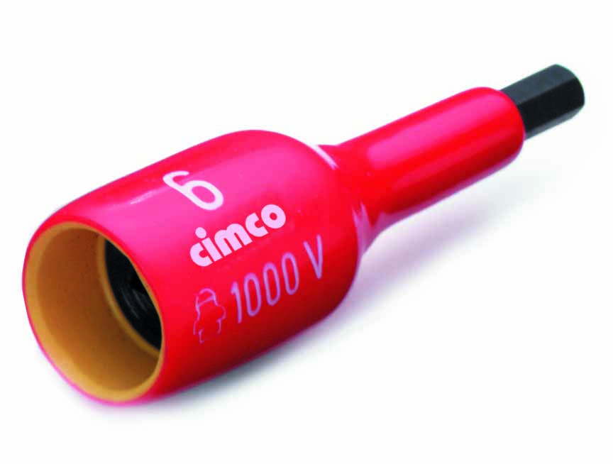 Red insulated hexagonal Allen key for 1000V, brand 'cimco', size 6, suitable for electrical work.