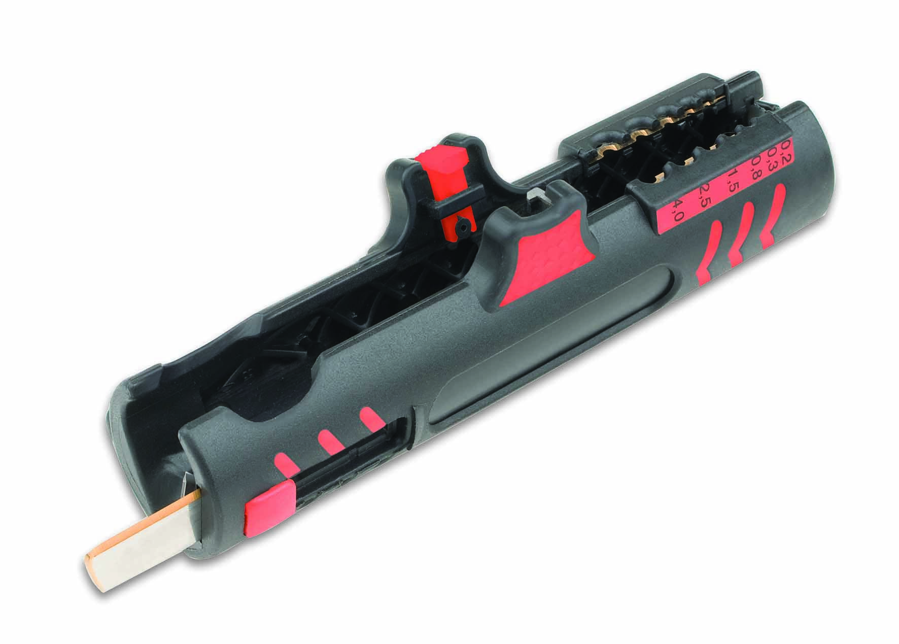 'Kraftform Compact': Multifunctional tool with various screwdriver bits, black and red, for versatile applications.
