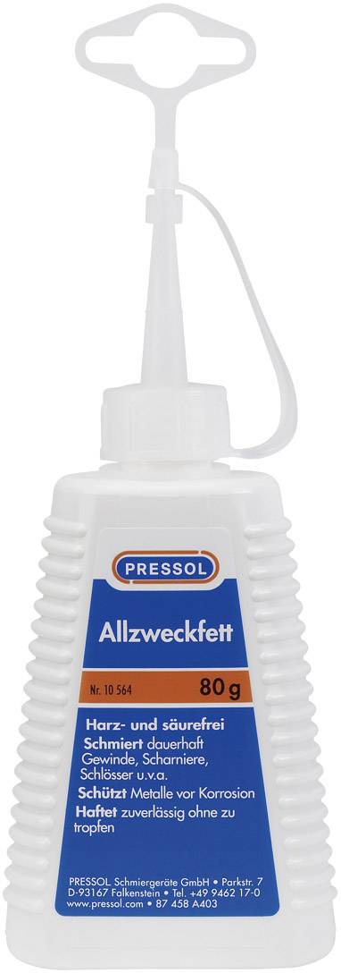 A Pressol all-purpose grease plastic bottle, 80 g. Protects metals against corrosion, adheres reliably without dripping, resin- and acid-free.