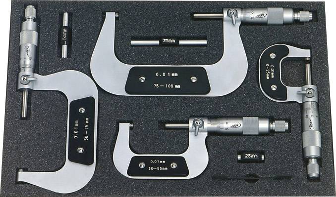 HELIOS PREISSER 0800 513 Micrometer set 0 - 100 mm Reading: 0.01 mm DIN 863-1