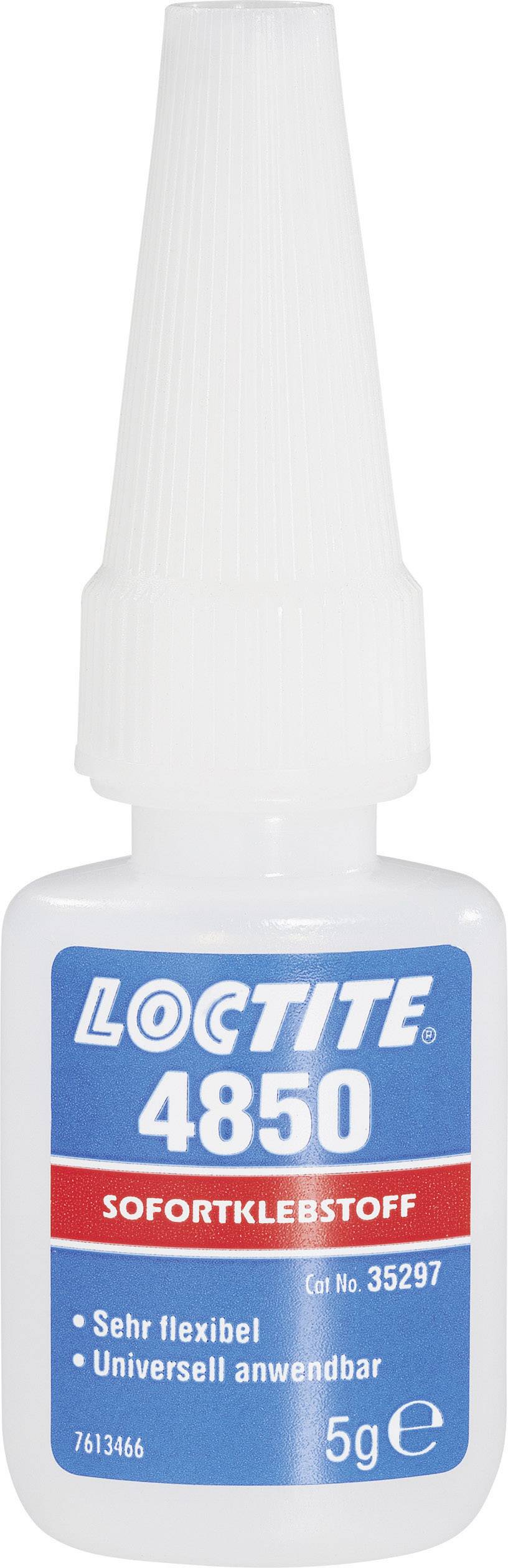 'Loctite 4850' Instant Adhesive Bottle, 5g, Article No. 35297. Properties: 'Highly flexible', 'Universally applicable'.