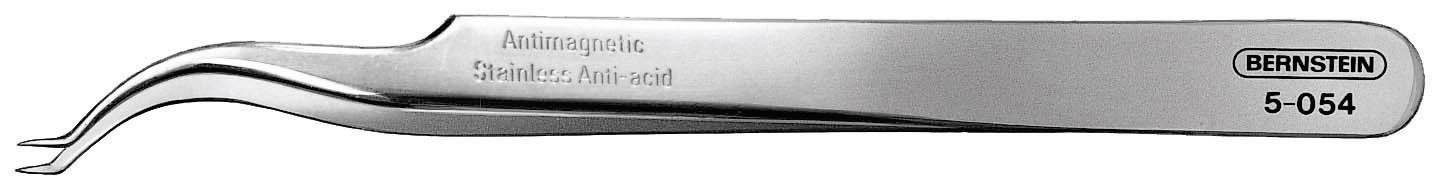 A non-magnetic stainless steel tweezers with the inscription 'Bernstein 5-054', suitable for precise work in electronic manufacturing.
