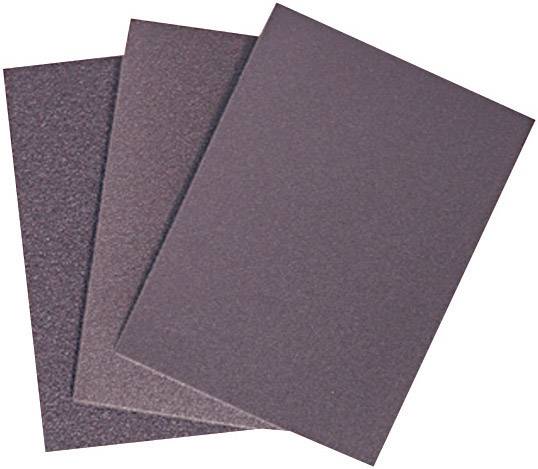 Three rectangular sheets of sandpaper, slightly fanned out, each with a rough, grainy surface.