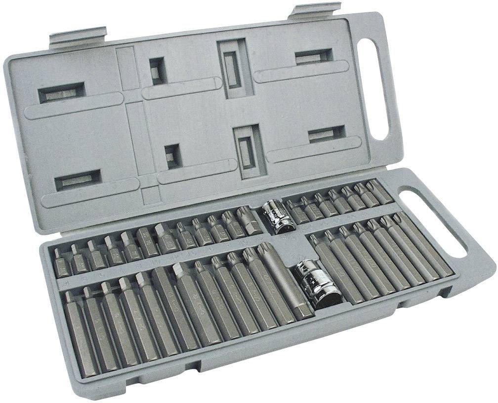 An open suitcase with multiple socket spanners and bits in various sizes, neatly arranged in compartments.
