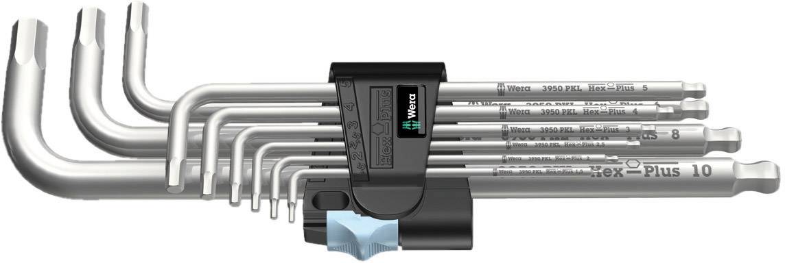 Set of nine silver angle spanners in various sizes, held in a black holder with a blue twist lock.