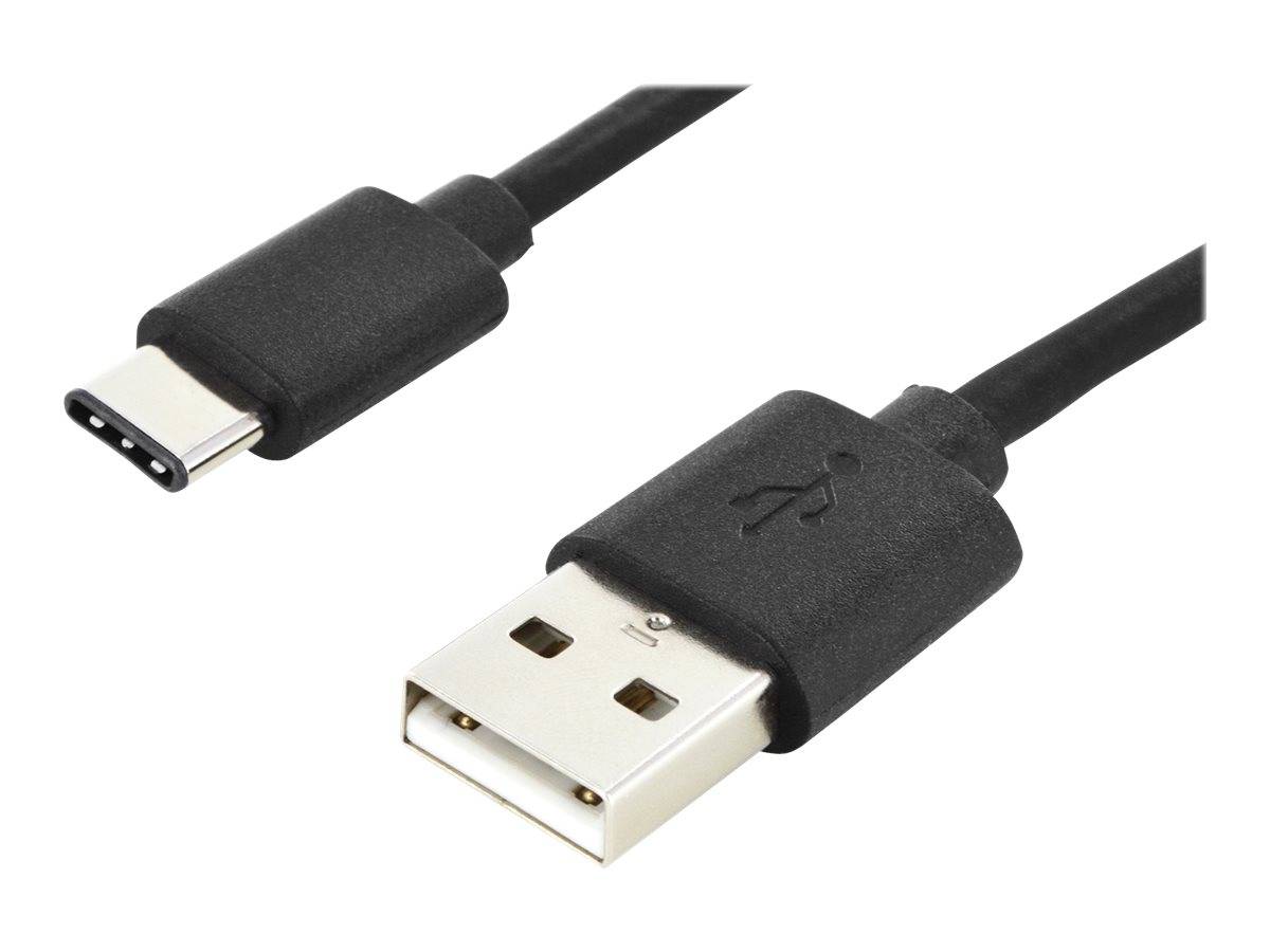 Digitus USB cable USB 2.0 USB-C® plug, USB-A plug 1.00 m Black Flexible AK-300154-010-S