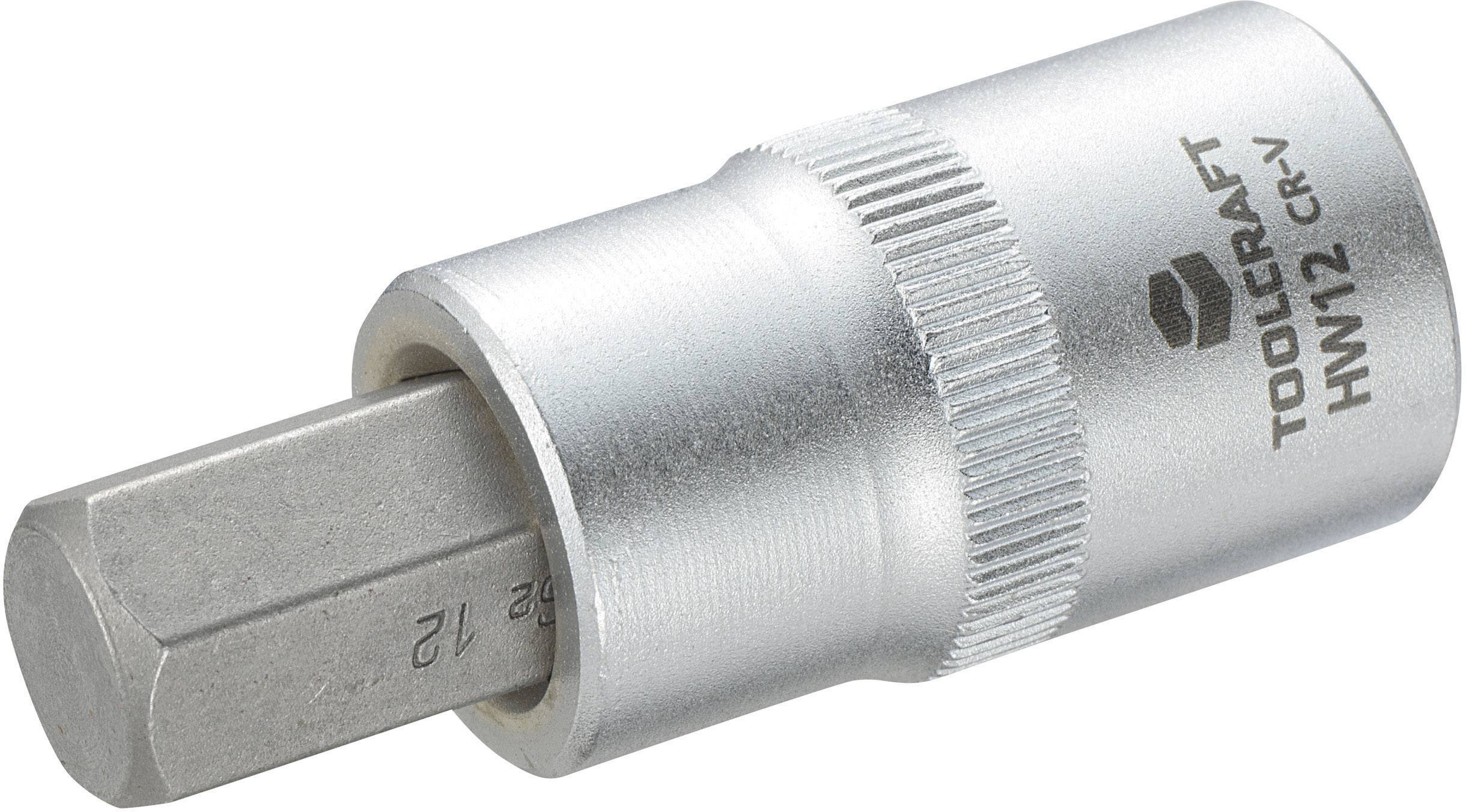Toolcraft hexagonal socket wrench insert, Model HW12 CR-V. Silver-coloured metal with textured grip area.