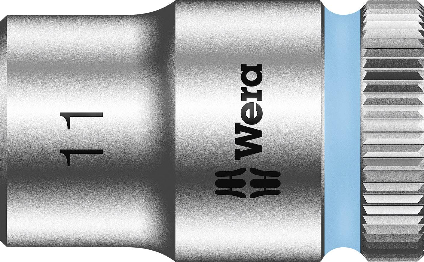 'Wera' socket insert, size 11, stainless steel with knurled edge and blue marking.