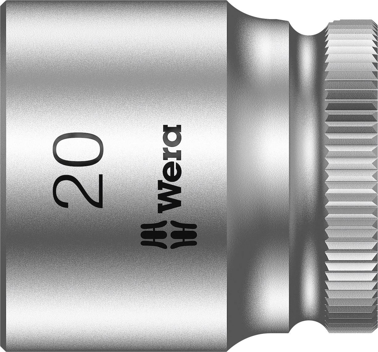 'Wera' Socket Adaptor, 20 mm. Silver, knurled finish for improved grip.
