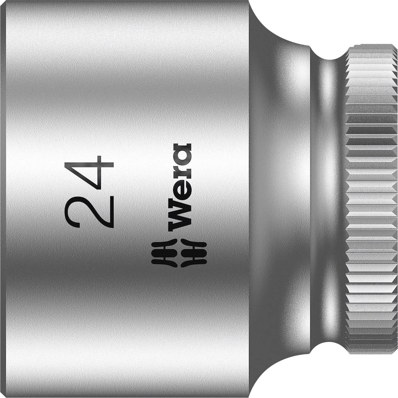 Metal socket insert with knurled edge, size 24, Wera brand.